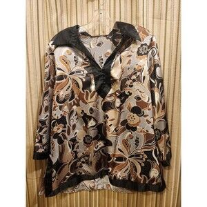 Violet and Claire Brown Black and Gray Blouse Large